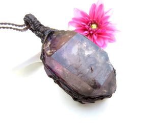 Shangaan Amethyst necklace, Purple crystal necklace, Healing gemstone jewelry, macrame necklace crystal, amethyst jewelry, amethyst pendant