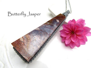 Butterfly Jasper macrame necklace, jasper jewelry, purple jasper, macrame jewelry, gemstone necklace, boho jewelry, boho necklace