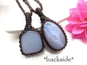 Baby blue Chalcedony Necklace Set / macrame Necklace / Sweet sixteen gift / Earth Aura Creations / jewelry set / layered neckace set