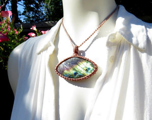 Labradorite necklace, Labradorite jewelry, Vitality gemstone, Wiccan jewelry, Wiccan necklace, Celestial necklace, statement necklace