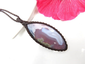 Purple Moss Agate gemstone necklace, christmas gift ideas, macrame jewelry, macrame necklace, agate jewelry, agate pendant, healing necklace