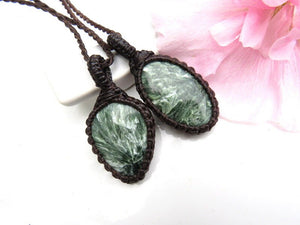 Seraphinite Necklace set / macrame necklace / Angel necklace / Gift for special friend / Jewelry set / layering necklace set