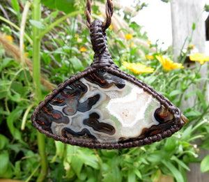 Pseudomorph Agate gemstone necklace macrame jewelry collector agate pendant necklace rare agates statement jewelry necklace gift for her