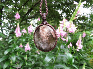 Lodolite Quartz macrame necklace, macrame jewelry, garden quartz necklace, shamanic dream quartz, quartz necklace, earthauracreations