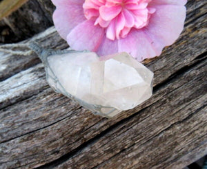 Quartz crystal healing macrame necklace quartz necklace spiritual necklace wrapped quartz gemstone pendant earth aura creations
