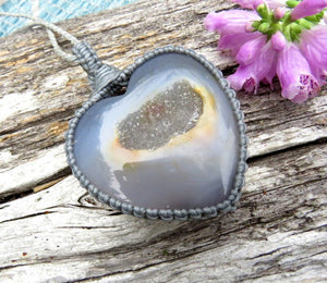 Botswana Agate Heart Necklace, Agate necklace, Crystal pendant necklace, Healing crystals, Earthy jewelry, Gift for her, Girlfriend gift