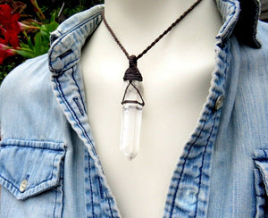 Crystals for sensitive souls, Empath crystals, Lemurian Crystal necklace, Quartz Crystal Necklace, Crystal healing necklace,macrame necklace