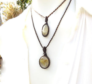 Rutile Quartz necklace set, Golden Rutile, Jewelry set, Energy healing, mans necklace, womens necklace, quartz crystal necklace