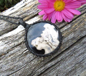 Petrified Palmwood necklace / fathers day gift ideas / Petrified Wood jewelry / gift for her / gift for him / macrame necklace /
