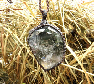 Shamanic Dream Quartz crystal gemstone necklace garden quartz jewelry lodolite quartz pendant necklace statement necklace gift