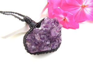 Valentines day gift ideas, Amethyst Heart necklace, Amethyst necklace, Heart necklace, Druzy crystal necklace, birthstone, Heart crystal