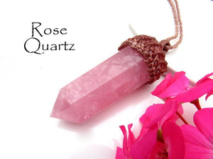 Large Rose Quartz crystal necklace, macrame necklace, macrame jewelry, heart chakra jewelry, pink crystal, earth aura creations