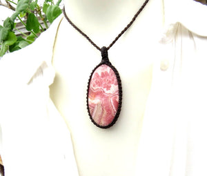 Rhodocrosite macrame necklace, valentines day gift ideas, gifts for the boho beauty, mother gift, for the mom, mothers day gift ideas