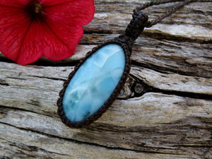 Mother's day gift ideas, Larimar macrame necklace, gifts for the mom, grandmother gift, gift ideas for the boho beauty, gemstone jewelry