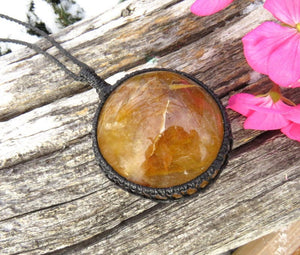 Golden Healer Quartz Necklace, for the zen seeker, for the boho beauty, healing crystal necklace gift, golden healer gemstone pendant,