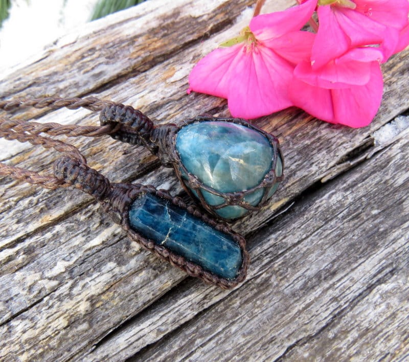 Apatite necklace set, apatite pendant, for the surfer, stacked necklace, apatite gemstone, healing stones and crystals, jewelry set,