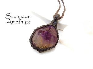 Shangaan Amethyst crystal necklace, macrame necklace, crystal jewelry, gift ideas for the crystal collector, earthauracreations