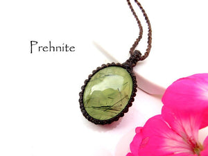 Mother's Day Gift, Prehnite macrame necklace, Prehnite Jewelry, Macrame necklace, Green gemstone, Positive energy, Gift for friend