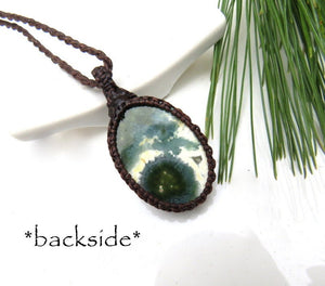 Ocean Jasper necklace, ocean jasper jewelry, gift ideas for the surfer, for the minimalist, for the nature lover, for the mom, macrame
