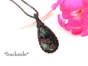 Eudialyte macrame necklace, gemstone necklace, rare gemstones, mothers day gift ideas, for the rock collector, macrame jewelry