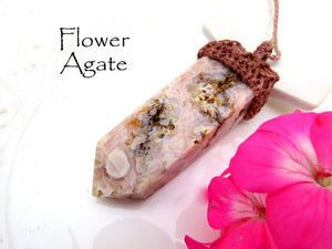 Flower Agate macrame necklace, mothers day gift ideas, valentines day gift, for the mom, flower agate jewelry, macrame jewelry, gift for her