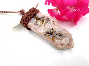 Flower Agate macrame necklace, mothers day gift ideas, valentines day gift, for the mom, flower agate jewelry, macrame jewelry, gift for her