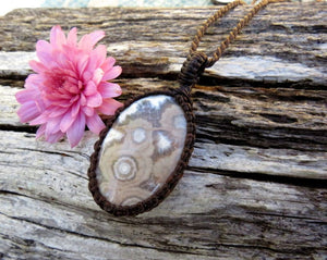 Ocean Jasper macrame necklace, gemstone jewelry, gift ideas for the surfer, for the coastal grandma, the nature lover, earthauracreations