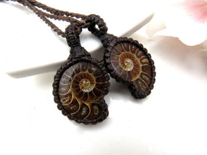 Ammonite necklace set, ammonite jewelry, ammonite pendant, ammonite fossil, soulmate gift, soulsister gift, best friend gift, father gift