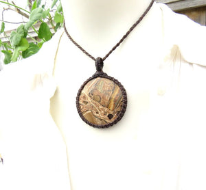 Scenic Jasper macrame necklace, gemstone necklace, gifts ideas for the rock collector, fathers day gift, for dad, mothers day gift