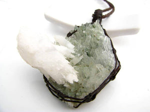 Quartz crystal necklace with Calcite, Quartz jewelry, Quartz necklace, crystal healing pendant